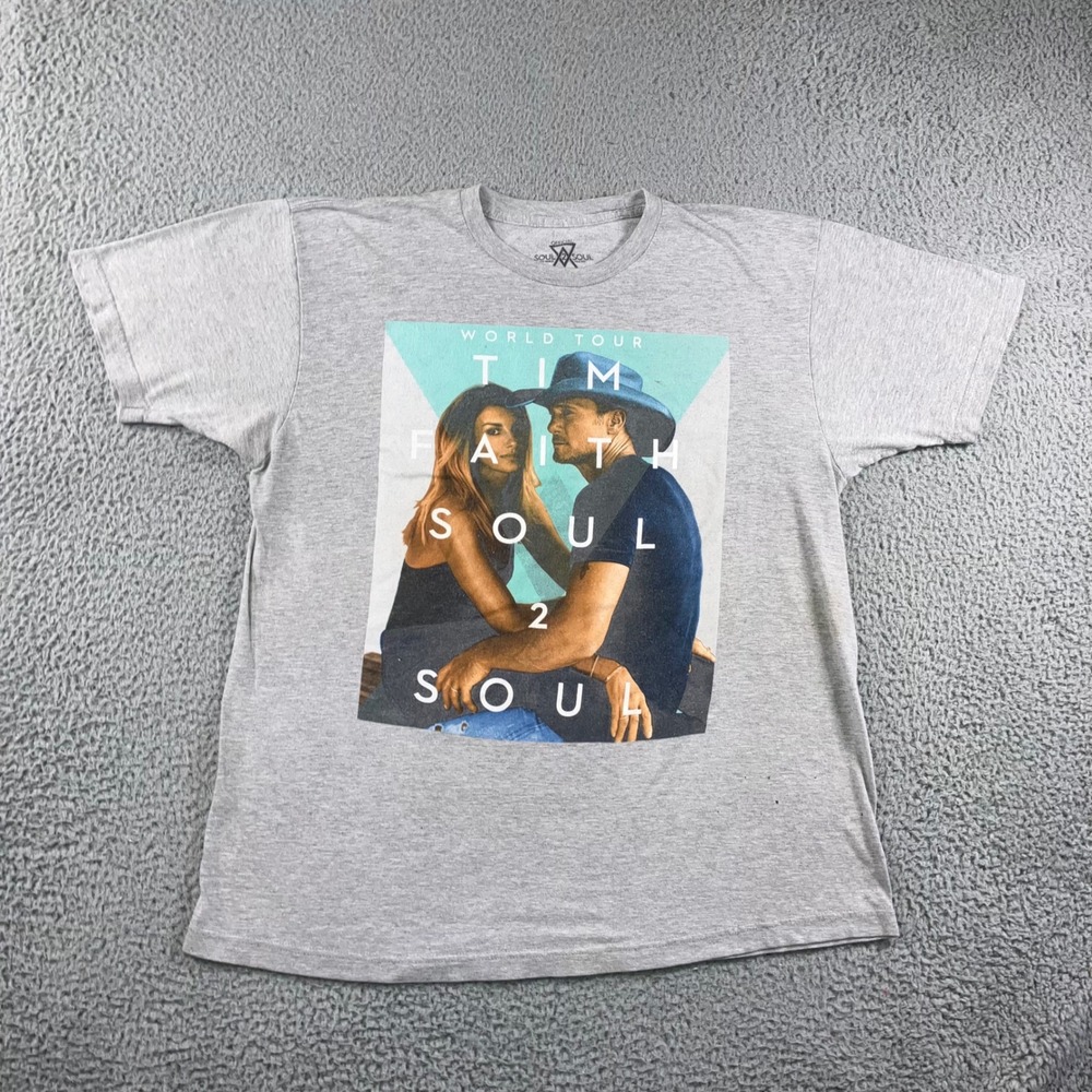Country Music Graphic‎ T-Shirt Men XL Tim McGraw Faith Hill World Tour Grey Tee